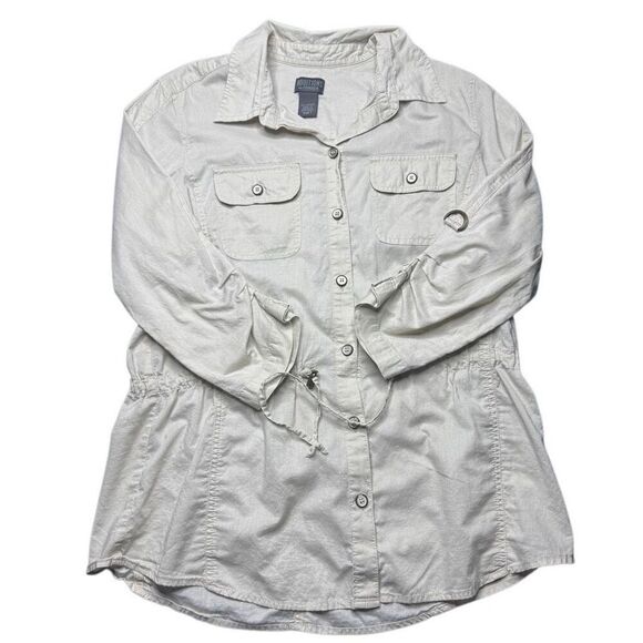 Additions by Chicos 1 (Med) Ivory Button Up Shirt 3/4 Sleeve Womens M - Picture 1 of 10